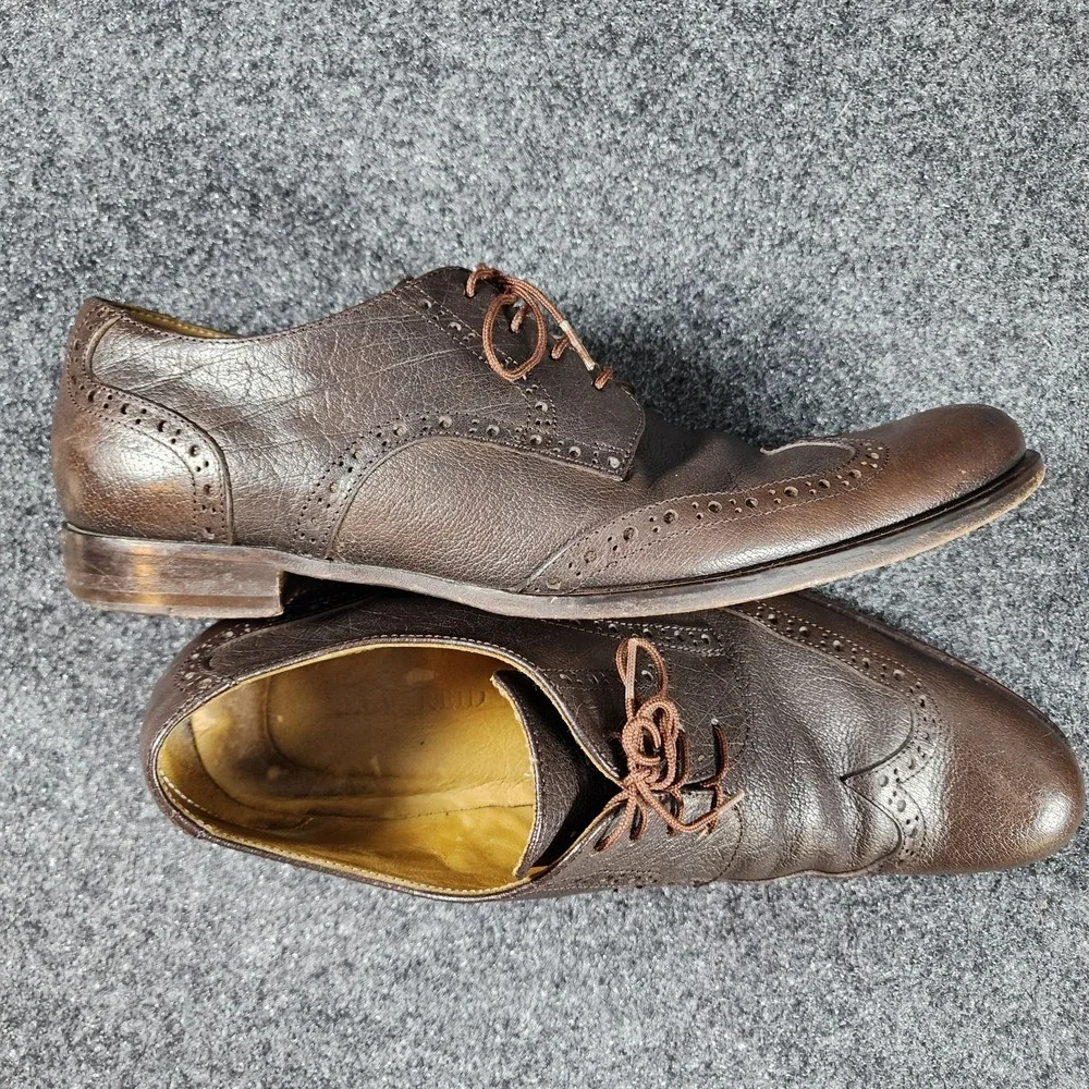 Billy Reid Wingtip Oxford Shoes Size 8 Men Dark‎ Brown Leather Made in Italy